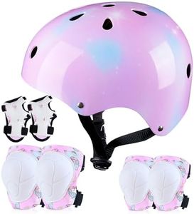 FIODAY Kids Helmet Knee Pads for Kids Unicorn Knee and Elbow Pads Wrist Guards Adjustable Protective Gear Set for Girls Boys Sports Skateboard Inline Skating Scooter, Pink, 3-8 Years