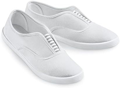 Collections Etc Women's Women's Slip-On Sneakers with Stripe Accent White 10