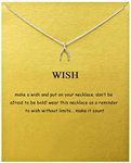 Baydurcan Wish Fishbone Necklace with Message Card birthday Gift Card (Silver Fishbone)