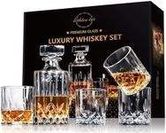 LIGHTEN LIFE Whiskey Decanter Set for Men,Crystal Whiskey Glasses and Decanter Set in Gift Box,Non-Lead Glass Decanter Set,Bourbon Decanter Set for Whiskey Lovers,Liquor Decanter Set for Dad Husband