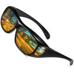 SHEEN KELLY Polarized Fit Over Prescription Glasses Wrap Around Sunglasses For Driving Night Vision Glasses