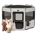 Petsfit Dog Playpen Indoor Outdoor Large Dog Bed Tent Crates Cage Cat Playpen Removable Washable Zipper Cover Portable Pet Playpen with Carrying Case Camping Traveling Beige L