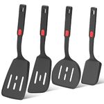 POTWIY Silicone Spatula Turner Set, 600°F Heat Resistant Silicone Spatulas, Silicone Kitchen Cooking Utensils Set for Nonstick Cookware, BPA Free Spatula for Flipping Fish, Pancake, Egg, 4 Pack