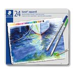 STAEDTLER 125 M24 Karat Aquarell Watercolour Colouring Pencil - Assorted Colours (Tin of 24 Pencils)