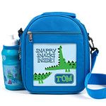 KRAFTYGIFTS Personalised Kids Lunch Bag Crocodile Thermal Insulated Boys Cooler Bag with Side Mesh Pocket School Travel Lunchie KS244