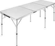 REQUISITE NEEDS Indoor Outdoor Folding Camping Table Picnic Table with Adjustable Height, Aluminium Foldable Portable for Kitchen Garden Party Compact Small BBQ Picnic Table (6ft)