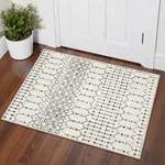 Lahome Moroccan Front Door Rugs Indoor 2x3 Non-Slip Washable Door Mats Indoor Rubber Backing Untra-Thin Beige Small Kitchen Rug, Geometric Print Inside Door Mats for Home Entrance Bathroom Sink