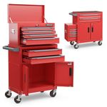 IRONMAX Rolling Tool Chest, 2-in-1 Widened Heavy Duty Steel 6-Drawer Tool Cabinet with Lockable Top Toolbox & 4 Universal Wheels, Detachable Tool Box Organizer for Garage Warehouse Repair Shop, Red