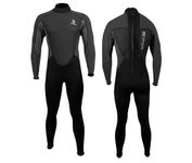 Matai Wetsuits Mens 3/2mm Neoprene Super Stretch Back Zip Full Length Wetsuit for Surfing Swimming SUP Canoe Kayak Sailing Windsurfing (XL, Black/Grey)