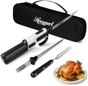 Electric Knife with 140W Peak Motor for Easy Carving, Cordless Fillet Knife with Dual 1500mAh Battery & Safety Lock, 2×420 Stainless Steel Blades for Turkey, Meat, Bread - Gift-Ready & Outdoor Use