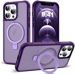 SKYLMW Compatible with iPhone 12 Pro Max Case & iPhone 13 Pro Max Case with Invisible Magnetic O-Ring Stand Case for iPhone 12 & 13 Pro Max 6.7" [Compatible with MagSafe][Great Grip Feeling], Purple