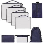 TRIP ON GO Packing Cubes Travel Organizer 8 In 1 Travel Organiser Bags For Luggage, Laundry, Cosmetics, Travel Kit For Men With Shoe Pouch, Travel Pouches For Women, Polyester (Navy Blue, PRIME-8IN1)