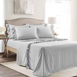 Reyna Ruffle Sheet Set Light Gray 6Pc Queen