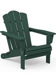 KINGYES Folding Adirondack Chair, HDPE All-Weather Folding Adirondack Chair, Green