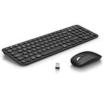 Rechargeable Bluetooth & Wireless Keyboard Mouse, PINKCAT Ultra Thin USB Keyboard Quiet Mouse Set, Ergonomic QWERTY UK Layout Computer Keyboard for Windows PC Laptop Desktop - Black