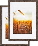 Cooper & Co. Set Of 2 29.7cmx42 Matt to 21x29.7cm Natural Premium Rustic Wooden Photo Frame