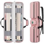 PEKREWS Pool Cue Case 4x4 Pool Stick Bag with Backpack Straps Soft Billiard Cue Carrying Case with Shoulder Strap, Billiard Stick Case Holds 4 Butts 4 Shafts and Billiards Accessories, Pink