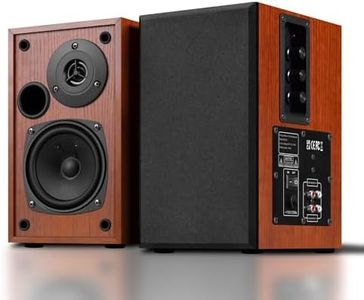 Elimavi BT-06 60W Powered Bookshelf Speakers, 4 Inch Subwoofer and 1 Inch Tweeters with Wall Mounted for Home Theater Surround Sound, Desktop Stereo-Wood Grain