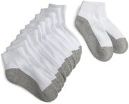 Jefferies Socks Big Girls' Sport Quarter Half Cushion Socks (Pack of 6), Wht/Grey, Sock size 8-9.5(Shoe size:12-6)