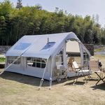 Inflatable Tent House 4-8 Person Family 4 Season Air Tent for Camping, Outdoor Big Large Blow Up Tents with Pump Stove Jack Hole Easy Setup, Glamping Tents Large Vestibule (Grey 1)