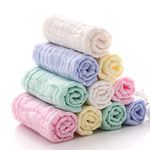 Baby Muslin Washcloths - Natural Muslin Cotton Baby Wipes - Soft Newborn Baby Face Towel for Sensitive Skin- Baby Registry as Shower Gift, 10 Pack 12x12 inches by MUKIN (Multicolored)