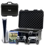 Hard Shell Travel Case Compatible with PlayStation 5 Slim Console, Controllers,Accessories-Waterproof PS5 Slim Carrying Case with Customized Foam for Both Standard and Digital Editions (for PS5 SLIM)