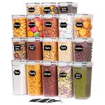 Lifewit 18pcs Airtight Food Storage Containers with Lids, Plastic Cereal Storage Containers with Labels Marker for Flour Sugar Dry Food in Kitchen Pantry Cabinet Organization, BPA Free