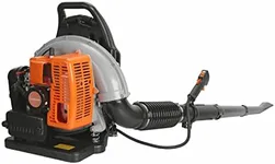 Erhigher Backpack Leaf Blower, 2-Stroke Engine 665CFM Air Volume 1.7L Tank Leaf Blower 63CC Gas Powered Leaf Blower Snow Blower for Lawn Care, Road Cleaning Orange