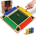 Ondekt Wooden Shut The Box Indoor Dice Game Ideal For 2-4 Players Great Family Game Colorful 2020 Design - Comfortable Felt Smart Math Game For Kids Fun Learning Board Game - Nice Gift Packaging