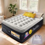 OlarHike Inflatable Mattress, Air Bed, Double Airbed with Built in Pump, 135 x 190 x 46cm, Ideal Sleep Solution for Guests, Blow Up Mattress, Folding Bed with Flocked Surface for Camping and Home