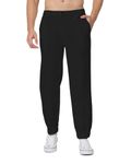 Thevasa Men's Jogger Pants with Side Pockets, Track Pant for Men in Cotton, Relaxed Fit Track Pants, Plain Track Pant Cotton (in, Numeric, 34, Black)