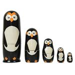 CHANNAPATNA TOYS Wooden Russian Nesting Dolls Penguin Set for Kids (2 Years+) - 6 Inch Multicolor - Set of 5 pcs - Improves Hand Eye Coordination and Fine Motor Skills