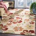 SAFAVIEH Four Seasons Collection Area Rug - 8' x 10', Beige & Red, Hand-Hooked Floral, Non-Shedding & Easy Care, Ideal for High Traffic Areas in Living Room, Bedroom (FRS226A)