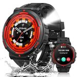 Military Smart Watch for Men with LED Flashlight(Answer/Make Call) 1.53” Rugged Smart Watch 3ATM Waterproof 100+ Sports Modes Tactical Smartwatch Heart Rate Sleep Tracker Fitness Watch for iOS Android