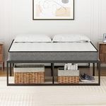 Bed Frame Double Size, All Metal Material Mattress Base, 39cm Large Storage Space Under Platform Bed, Black (138 * 190 * 41cm)