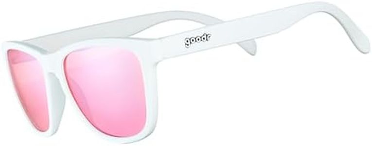 goodr Au Revoir, Gopher Polarized Sunglasses, Medium Sized (OG), White Solid Frame with Rose High Contrast Lenses, UV400 Protection, No Slip, No Bounce