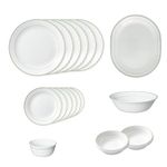 Corelle 21 Pcs Double Ring Green Dinner Set, Lightweight & Durable, Microwave & Dishwasher Safe, Crockery Set for Dining & Gifting