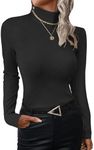 Bellcoco Womens Mock Turtleneck Long Sleeve Shirt Slim Fit Soft Thermal Underwear Tops Lightweight Base Layer Shirts (Black, M)