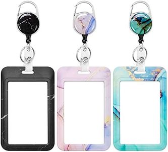 Shusmda Badge Holder with Retractable Reel Heavy Duty ID Name Tag Worker Badge Carabiner Clip Card Protector Cover Case Plastic