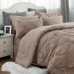 Bedsure Twin Comforter Set with Sheets - 5 Pieces Twin Bedding Sets, Pinch Pleat Khaki Twin Bed in a Bag with Comforter, Sheets, Pillowcase & Sham, Kids Bedding Set