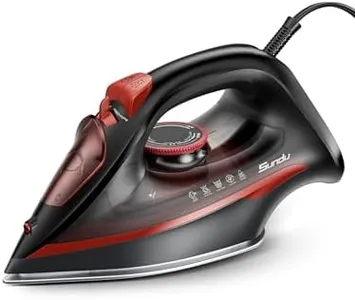 Steam Iron for Clothes Rapid Heating, 1500W Iron with Non-Stick Ceramic Soleplate, 3-Way Auto-Off, Burst of Steam, Self-Cleaning, 11.84oz Water Tank Ironing Clothes for Home