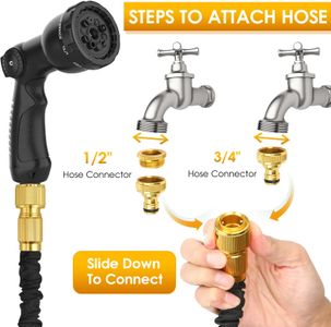 Expandable 100ft Garden Hose – 10-Function Spray Gun, Brass Fittings, Kink-Free, 3-Layer Latex