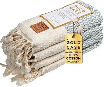Gold CASE Turkish Hand Towels for Bathroom Set of 4–20x40''–100% Cotton Bathroom Hand Towels – Zeus Towel for Spa, Face, Tea & Dishcloth – Decorative Cloth – Aqua