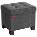 SONGMICS Storage Ottoman, Bedroom Bench with Storage, Foot Stool, 12.6 x 15.8 x 13.2 Inches, Slate Gray ULSF012G01