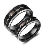 Greenpod 6mm 8mm EKG Heartbeat Wedding Band Silver Black Tungsten Carbide Ring for Men Women Color Changing Comfort Fit Size 4-15, Tungsten