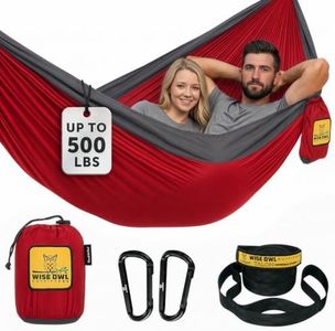 Wise Owl Outfitters Hammock for Camping Double Hammocks Gear for The Outdoors Backpacking Survival or Travel - Portable Lightweight Parachute Nylon DO Red & Charcoal