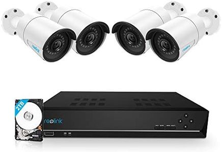 Reolink 8CH 5MP PoE Home Security Camera System, 4pcs Wired 5MP Outdoor PoE IP Cameras, 5MP 8-Channel NVR Security System with 2TB HDD for 24/7 Recording, RLK8-410B4-5MP