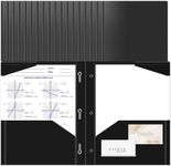 Briartw 18 Black File Folder,Heavy Duty Plastic Pocket Folder with Prongs for Letter Size Paper,2 Pockets and 3 Prongs,As Well As 2 Card Slots,Pocket Folders for Office and School Staff or Students