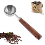 15ml Coffee Measuring Scoop Spoon, Coffee Scoop, Coffee Spoon, Coffee Scoop for Ground Coffee, Tablespoon with Nature Walnut Handle, Stainless Steel Coffee Bean Scoop for Ground Coffee