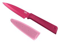 Kuhn Rikon Colori+ Non-Stick Straight Paring Knife with Safety Sheath, 19 cm, Fuchsia